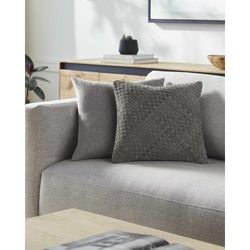 Katsu 20" Square Cottage Metallic Silver/Ash/Off White Throw Pillow - Boutique Rugs