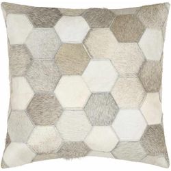 Jette 18" Square Rustic Off White/Light Silver/Ash/Slate Gray Taupe/Light Gray/Sage Throw Pillow - Boutique Rugs