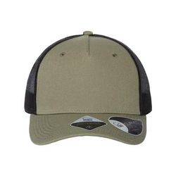 Atlantis Headwear ZION Sustainable Five-Panel Trucker Cap in Olive/Black size Adjustable | Polyester