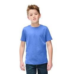 District DT108Y Youth Perfect Blend CVC Top in Heathered Royal Blue size Large | Cotton/Polyester