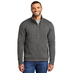 Port Authority F426 Arc Sweater Fleece 1/4-Zip in Grey Smoke Heather size Small | Polyester