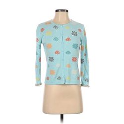 Sigrid Olsen Sport Cardigan Sweater: Blue Floral Motif - Women's Size P Petite