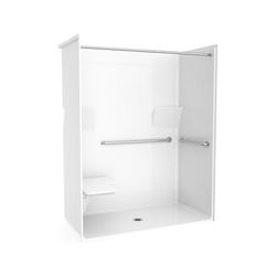 62 x 33 AcrylX Alcove Center Drain One-Piece Shower in White LM000552-L-000-064