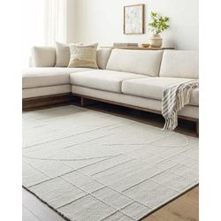 Yvian 8' x 10' Modern Wool Light Silver/Ivory/Pearl/Soft Gray Area Rug - Boutique Rugs