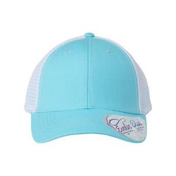 Infinity Her CHARLIE Women's Modern Trucker Cap in Light Blue/White size Adjustable | Cotton