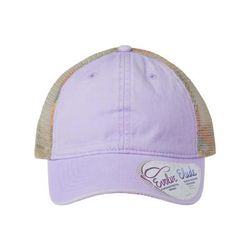 Infinity Her TESS Women's Washed Mesh-Back Cap in Lavender/Stripes size Adjustable | Cotton