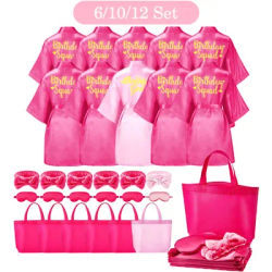 6/10/12 Set Birthday Squad Robes Spa Party for Girls Kimono Satin Spa Robes bomboniere per bambini