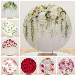 Wedding Round Backdrop Cover Bridal Shower Mr & Mrs Flower Engaged Ceremony Circle Photography