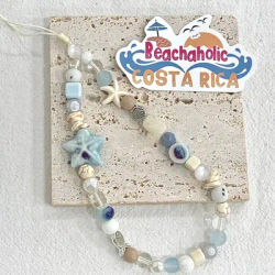 Summer Sea Breeze Blue Star Phone Chain Charm Wrist Strap Camera Anti-Loss Pendant Keychain Cord