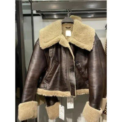 LY VAREY LIN New Winter Moto Biker Pu Short Coat Women High Street Zipper Faux Lamb Leather Jacket Lady Thick Warm Outwear