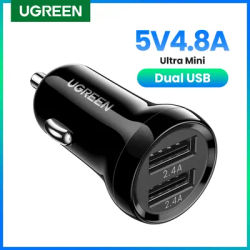 UGREEN Car Charger 5V4.8A Mini Car Charging for Mobile Phone Charger Dual USB Car Phone Charger