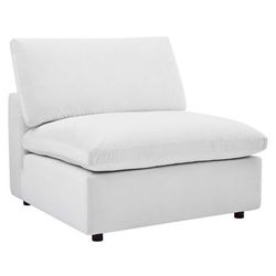 Commix Down Filled Overstuffed Performance Velvet Armless Chair - East End Imports EEI-4367-WHI