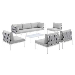 Harmony 8-Piece Sunbrella® Outdoor Patio All Mesh Sectional Sofa Set - East End Imports EEI-4941-GRY-GRY-SET