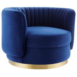 Embrace Tufted Performance Velvet Swivel Chair - East End Imports EEI-4997-GLD-NAV