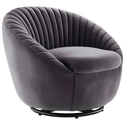 Whirr Tufted Performance Velvet Swivel Chair - East End Imports EEI-5004-BLK-GRY