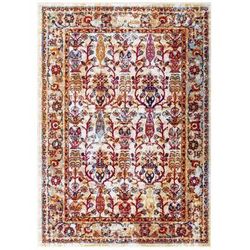 Entourage Jessa Distressed Vintage Floral Lattice 5x8 Area Rug - East End Imports R-1170A-58