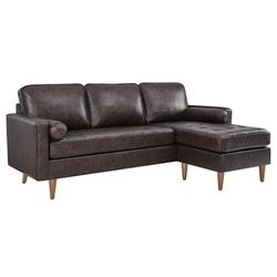 "Valour 78" Leather Apartment Sectional Sofa - East End Imports EEI-5872-BRN"