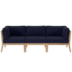 Clearwater Outdoor Patio Teak Wood Sofa - East End Imports EEI-6120-GRY-NAV