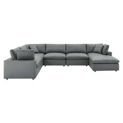 Commix Down Filled Overstuffed Vegan Leather 7-Piece Sectional Sofa - East End Imports EEI-4922-GRY