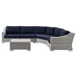 Conway Outdoor Patio Wicker Rattan 5-Piece Sectional Sofa Furniture Set - East End Imports EEI-5093-NAV