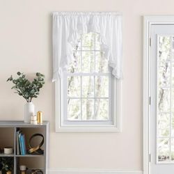 Wide Width Classic Wide Ruffle Ruffled Swag by Ellis Curtains in White (Size 84" W 63" L)