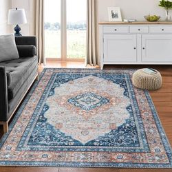 Whizmax Area Rug Boho Accent Rug Machine Washable Rug Non-Slip