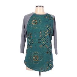 Lularoe 3/4 Sleeve T-Shirt: Teal Argyle Tops - Women's Size Large