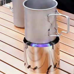 Mini Alcohol Stove Ultralight Titanium Liquid Spirit Alcohol Stove With Cross Stand & Windshield for Outdoor Camping Picnic