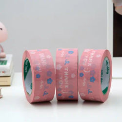 Packaging Tape for Sealing Boxes Pink Carton Decorative Tape Cute Seal Adhesive Tape for 4.5CM*100M Thank You Packing Tape Roll