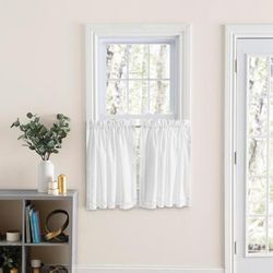 Brush Fringe Curtain Tailored Tier by Ellis Curtains in White