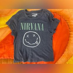 American Eagle Outfitters Tops | Charcoal American Eagle Nirvana Baby Tee Size L | Color: Black | Size: L