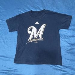 Adidas Shirts & Tops | Kids Milwaukee Brewer Tee Size Medium | Color: Blue/White | Size: 10b