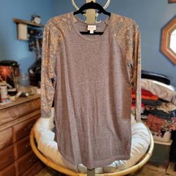 Lularoe Tops | Lularoe Randy 3/4 Sleeve Tshirt | Color: Gray | Size: Xl