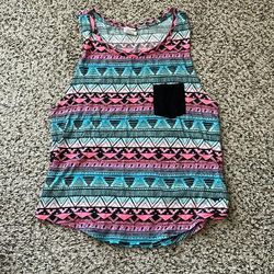 Pink Victoria's Secret Tops | Euc Pink Xs Blue/Pink Tank Top W/ Black Design | Color: Blue/Pink | Size: Xs