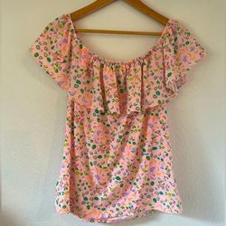 Lilly Pulitzer Tops | Lilly Pulitzer La Fortuna Top Urchin Pink Lil Juicy Fruit L | Color: Pink | Size: L