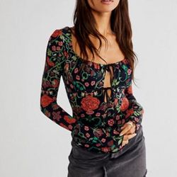 Free People Tops | Free People Make It Easy Top Dark Knight Combo | Color: Black/Red | Size: S