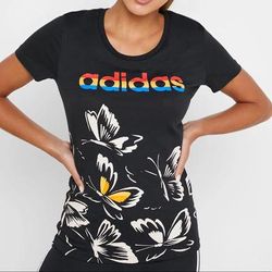 Adidas Tops | Adidas X Farm Rio Black Butterfly T-Shirt | Color: Black/Cream | Size: Various