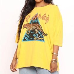 Urban Outfitters Tops | Def Leppard Animal Print Top Yellow Size Small Medium | Color: Yellow | Size: M