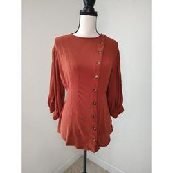 Free People Tops | Free People Londontown Asymmetrical Rust Tunic Top Size Xs | Color: Brown | Size: Xs