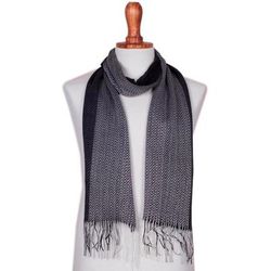 Emboldened,'Handwoven Black and Grey Baby Alpaca Blend Scarf from Peru'