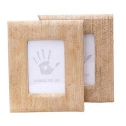 Rustic Memories in Beige,'Small Natural Fiber Photo Frames in Beige (Pair, 3x5)'