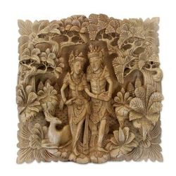 Wood relief panel, 'The Romance of Rama and Sita'