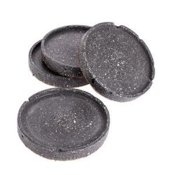 Speckled Black,'Molded Cement Round Coasters in Speckled Black (Set of 4)'