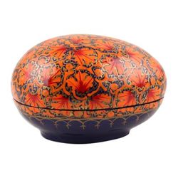 Orange Chinar Foliage,'India Handmade Orange Leaf Papier Mache Box (3 inch)'