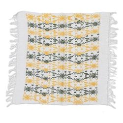 Sun Over the Forest,'Leafy Handwoven Green and Yellow Cotton Placemat'