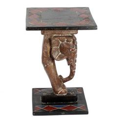 Elephant Step,'Cedar Wood Elephant Accent Table Crafted in Ghana'