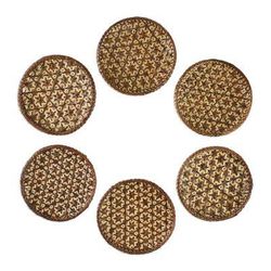 Pikul Hospitality,'Handcrafted Woven Flower Motif Bamboo Coasters (Set of 6)'