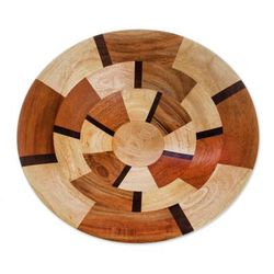 Wheels,'Handmade Wood Serving Bowl from Guatemala'