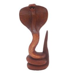 About to Strike,'Hand Carved Cobra Sculpture from Bali Artisan'