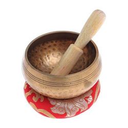 Hammered Mantra,'Handmade Brass Alloy Singing Bowl Set (3 Pcs)'